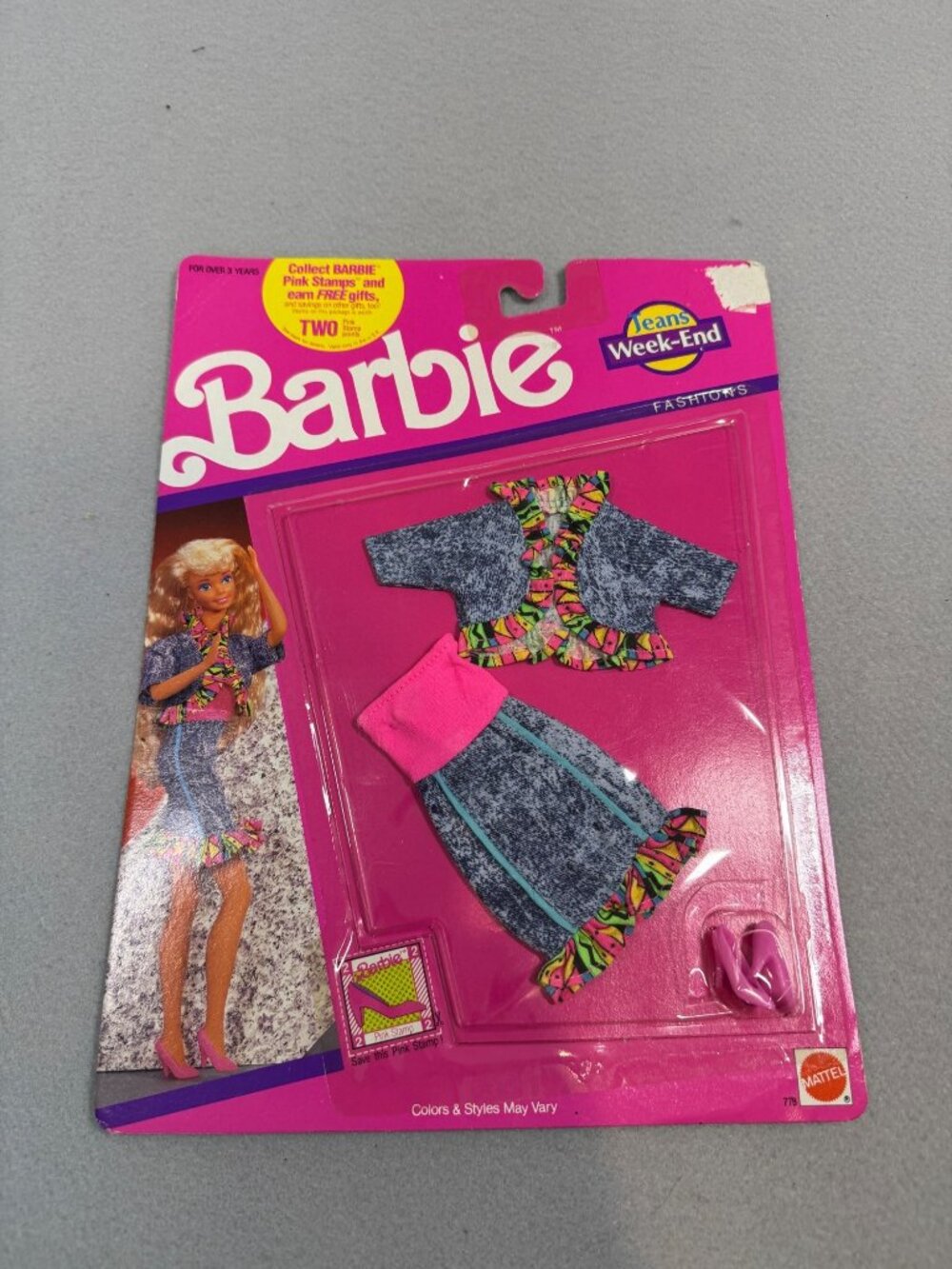Barbie Jeans Week End Fashions Doll Outfit Pink Stamp Club Carded 1990s NWB
